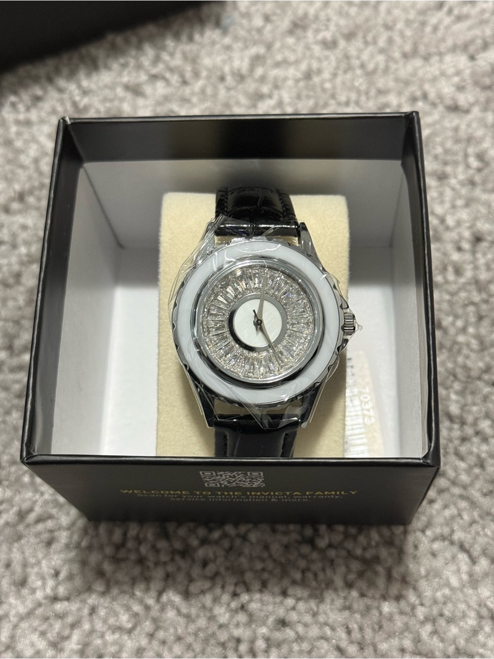 Invicta Women's Black and Silver Crystal Accent Watch